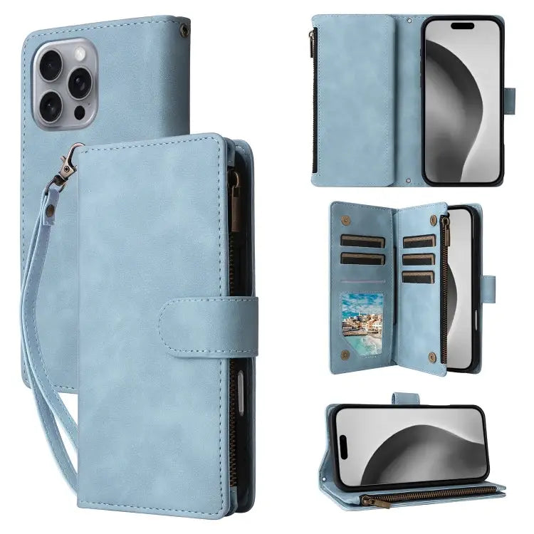Crossbody Multi-card Slot Wallet Zipper Leather Phone Case For iPhone 16 Pro Max For iPhone 16 Pro For iPhone 16 Plus