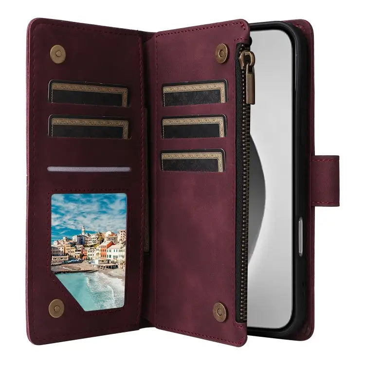Crossbody Multi-card Slot Wallet Zipper Leather Phone Case For iPhone 16 Pro Max For iPhone 16 Pro For iPhone 16 Plus