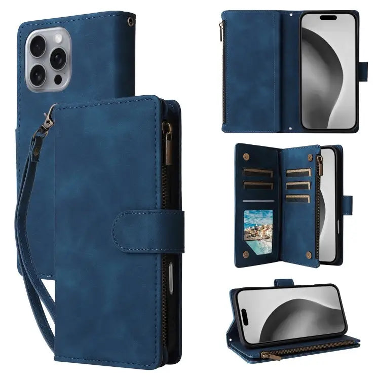 Crossbody Multi-card Slot Wallet Zipper Leather Phone Case For iPhone 16 Pro Max For iPhone 16 Pro For iPhone 16 Plus