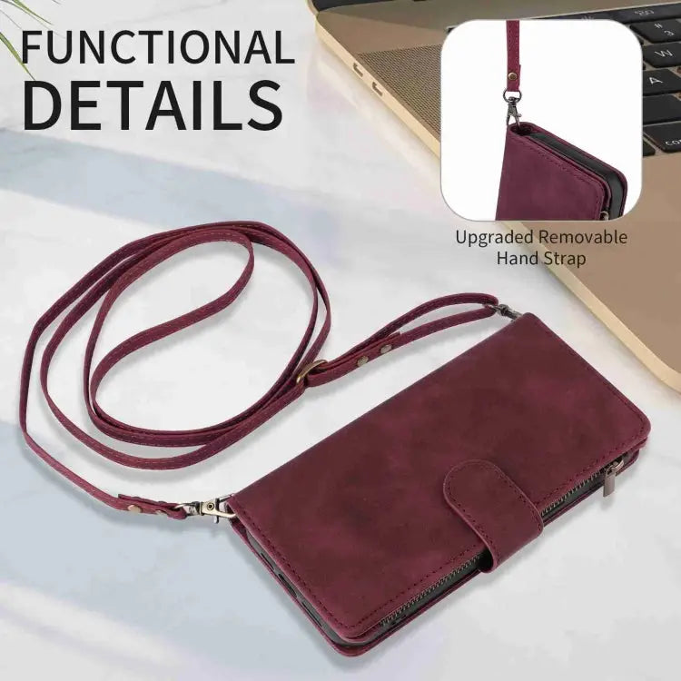 Crossbody Multi-card Slot Wallet Zipper Leather Phone Case For iPhone 15 Plus For iPhone 15 - Apple Accessories