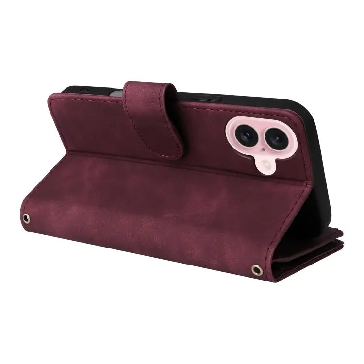 Crossbody Multi-card Slot Wallet Zipper Leather Phone Case For iPhone 16 For iPhone 15 Pro Max For iPhone 15 Pro
