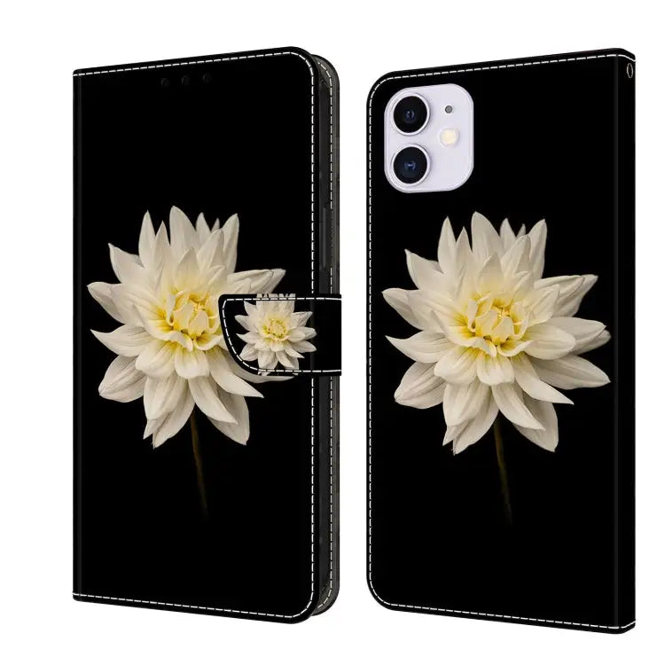 Crystal 3D Shockproof Protective Leather Phone Case For iPhone 11 - For iPhone 11 / White Flower