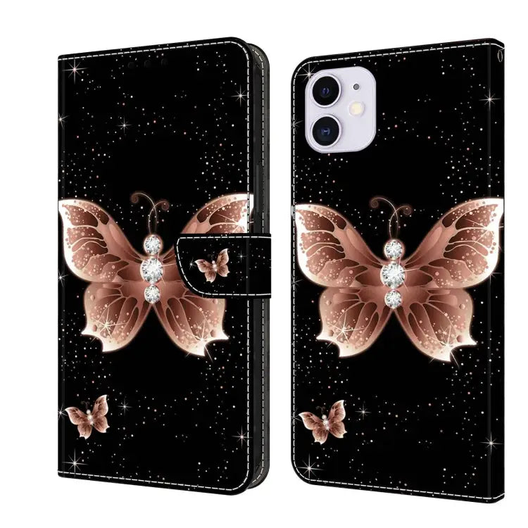 Crystal 3D Shockproof Protective Leather Phone Case For iPhone 11 - For iPhone 11 / Pink Diamond Butterfly