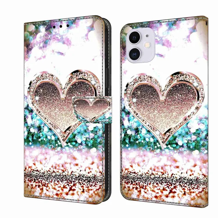 Crystal 3D Shockproof Protective Leather Phone Case For iPhone 11 - For iPhone 11 / Pink Diamond Heart