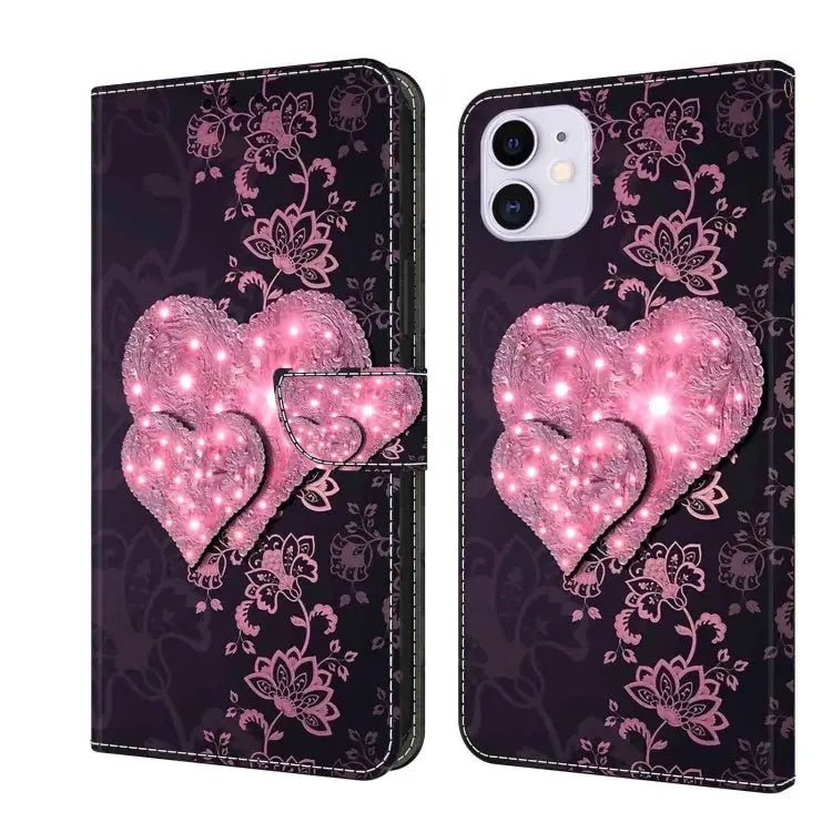Crystal 3D Shockproof Protective Leather Phone Case For iPhone 11 - For iPhone 11 / Lace Love