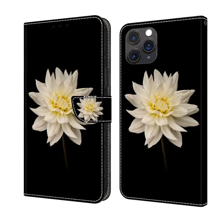 Crystal 3D Shockproof Protective Leather Phone Case For iPhone 11 Pro Max - For iPhone 11 Pro Max / White Flower