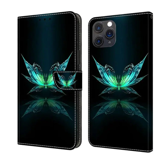 Crystal 3D Shockproof Protective Leather Phone Case For iPhone 11 Pro Max - For iPhone 11 Pro Max / Reflection Dutterfly