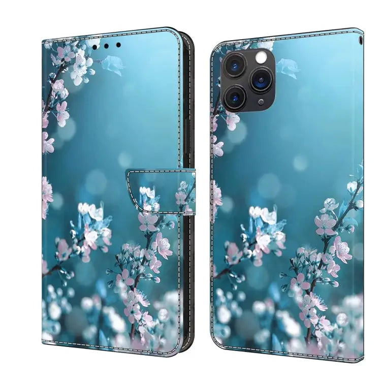 Crystal 3D Shockproof Protective Leather Phone Case For iPhone 11 Pro Max - For iPhone 11 Pro Max / Plum Flower