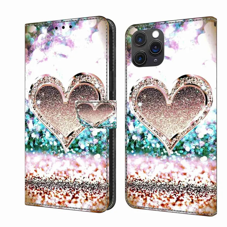 Crystal 3D Shockproof Protective Leather Phone Case For iPhone 11 Pro Max - For iPhone 11 Pro Max / Pink Diamond Heart