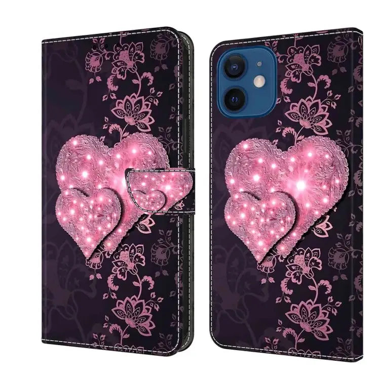 Crystal 3D Shockproof Protective Leather Phone Case For iPhone 12 mini / 13 mini - For iPhone 12 mini / 13 mini / Lace