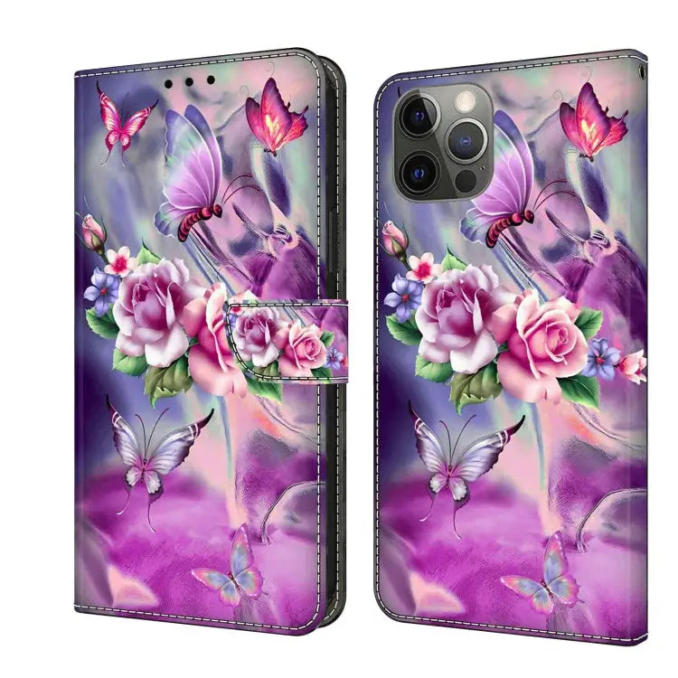 Crystal 3D Shockproof Protective Leather Phone Case For iPhone 12 / 12 Pro - For iPhone 12 / 12 Pro / Butterfly