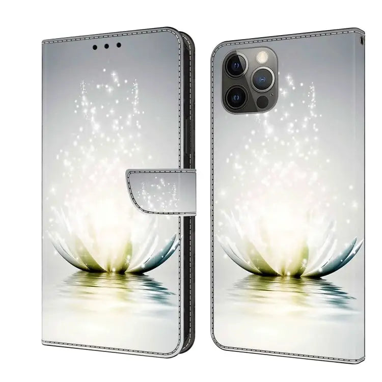 Crystal 3D Shockproof Protective Leather Phone Case For iPhone 12 / 12 Pro - For iPhone 12 / 12 Pro / Light Lotus