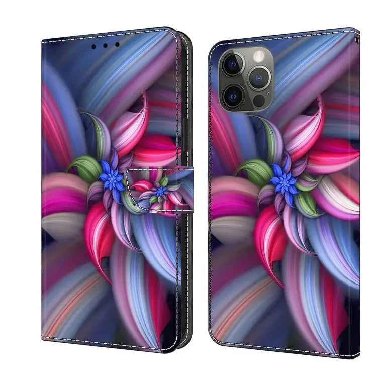 Crystal 3D Shockproof Protective Leather Phone Case For iPhone 12 / 12 Pro - For iPhone 12 / 12 Pro / Colorful Flower