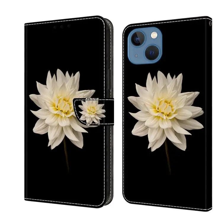 Crystal 3D Shockproof Protective Leather Phone Case For iPhone 13 / 14 - For iPhone 13 / 14 / White Flower