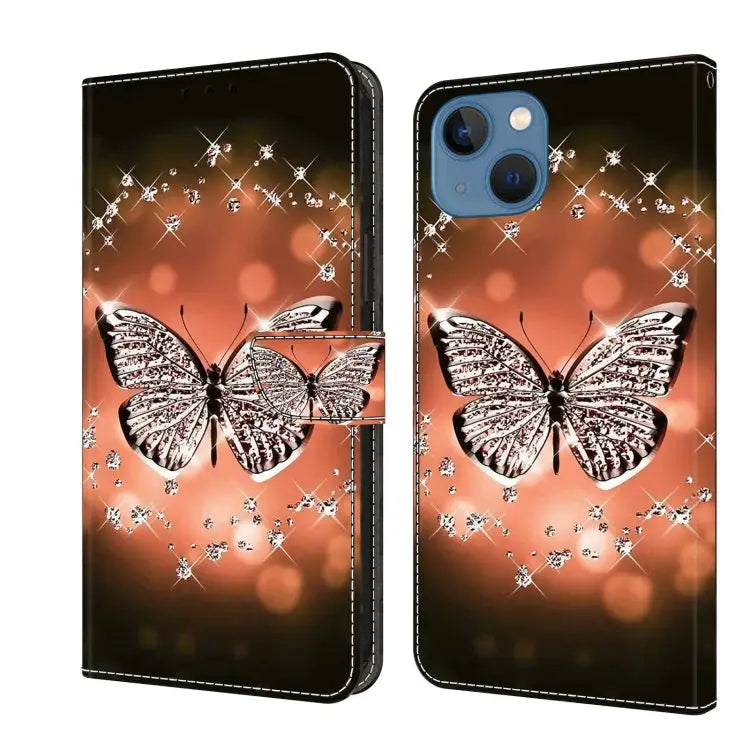 Crystal 3D Shockproof Protective Leather Phone Case For iPhone 13 / 14 - For iPhone 13 / 14 / Crystal Butterfly