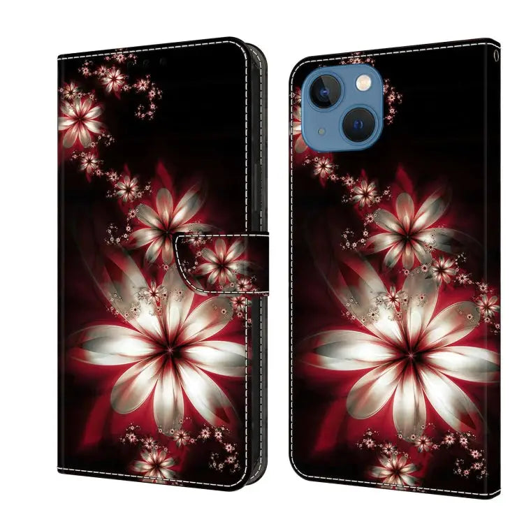 Crystal 3D Shockproof Protective Leather Phone Case For iPhone 13 / 14 - For iPhone 13 / 14 / Fantastic Flower