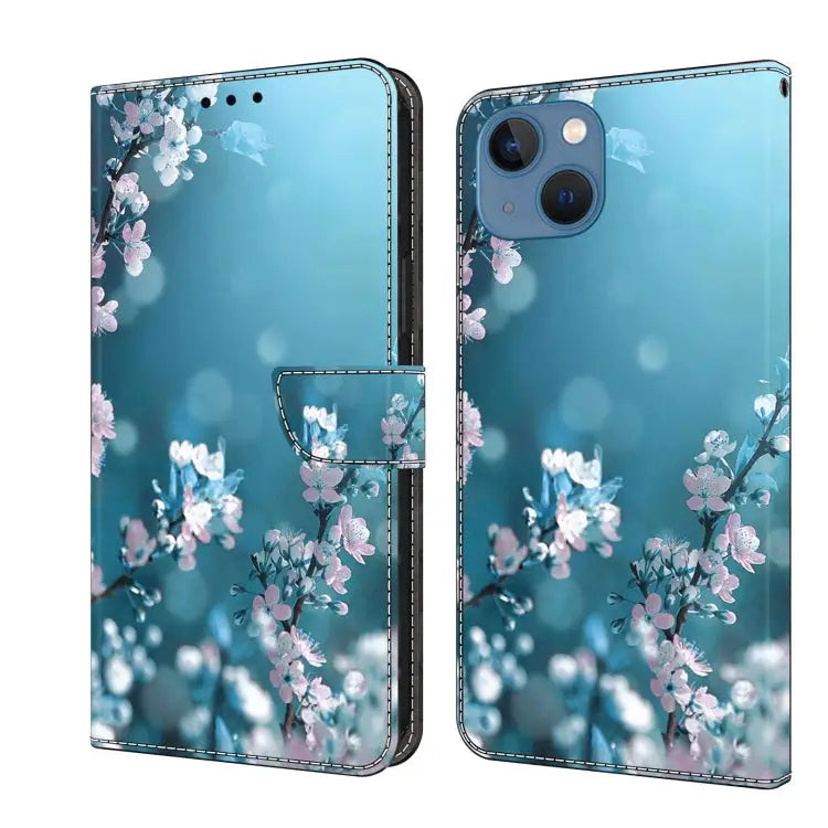 Crystal 3D Shockproof Protective Leather Phone Case For iPhone 13 / 14 - For iPhone 13 / 14 / Plum Flower