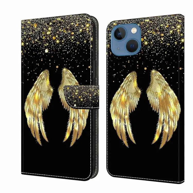 Crystal 3D Shockproof Protective Leather Phone Case For iPhone 13 / 14 - For iPhone 13 / 14 / Golden Wings