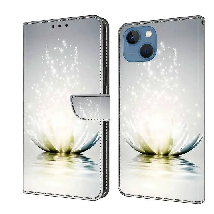 Crystal 3D Shockproof Protective Leather Phone Case For iPhone 13 / 14 - For iPhone 13 / 14 / Light Lotus