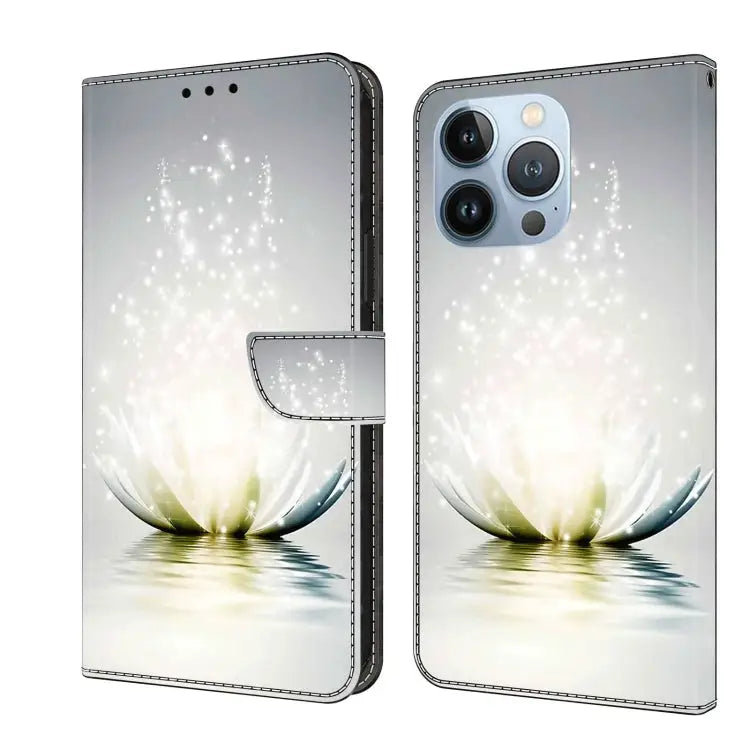 Crystal 3D Shockproof Protective Leather Phone Case For iPhone 13 Pro - For iPhone 13 Pro / Light Lotus