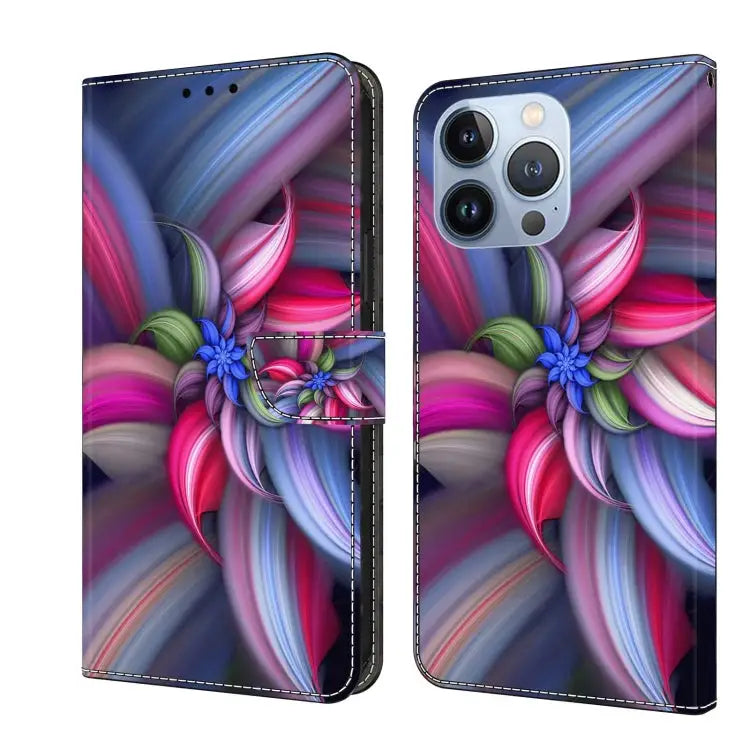 Crystal 3D Shockproof Protective Leather Phone Case For iPhone 13 Pro - For iPhone 13 Pro / Colorful Flower