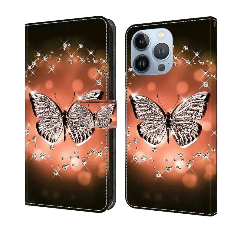Crystal 3D Shockproof Protective Leather Phone Case For iPhone 13 Pro - For iPhone 13 Pro / Crystal Butterfly