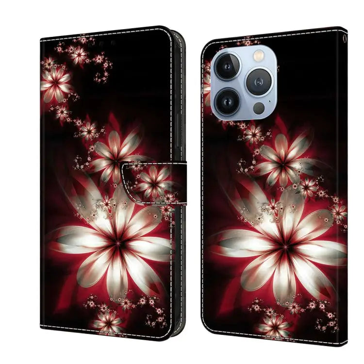 Crystal 3D Shockproof Protective Leather Phone Case For iPhone 13 Pro - For iPhone 13 Pro / Fantastic Flower