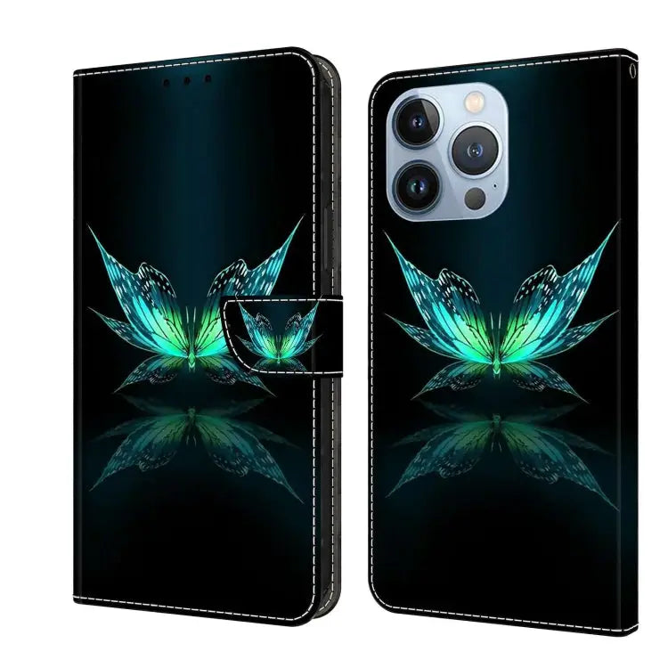 Crystal 3D Shockproof Protective Leather Phone Case For iPhone 13 Pro - For iPhone 13 Pro / Reflection Dutterfly