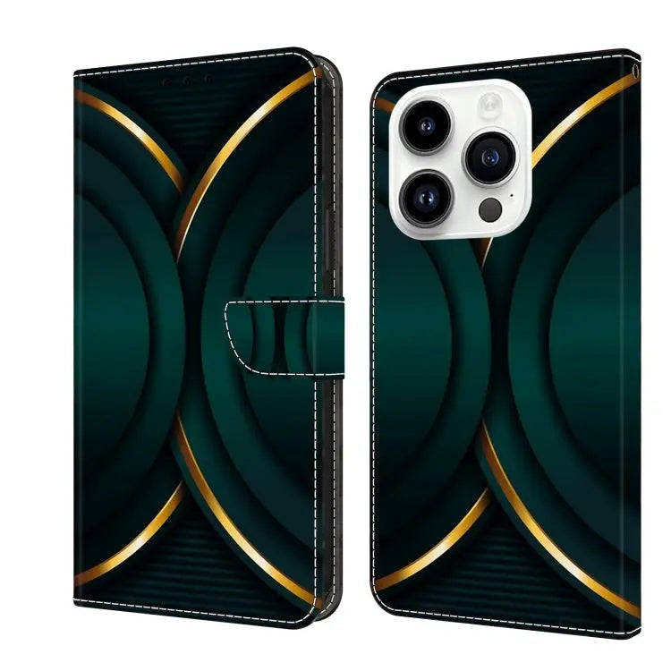 Crystal 3D Shockproof Protective Leather Phone Case For iPhone 15 Pro - For iPhone 15 Pro / Gold Outline