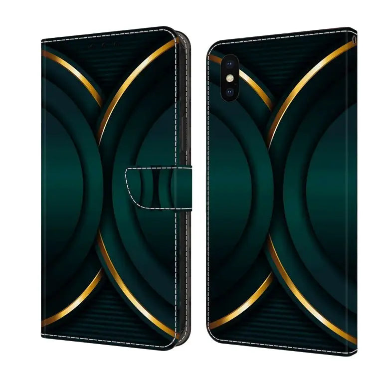 Crystal 3D Shockproof Protective Leather Phone Case For iPhone X / XS - For iPhone X / XS / Gold Outline