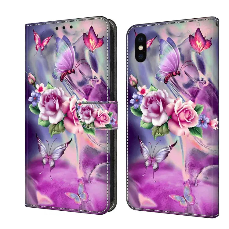 Crystal 3D Shockproof Protective Leather Phone Case For iPhone X / XS - For iPhone X / XS / Butterfly