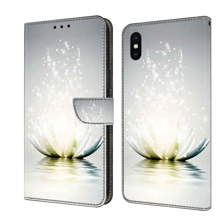 Crystal 3D Shockproof Protective Leather Phone Case For iPhone X / XS - For iPhone X / XS / Light Lotus