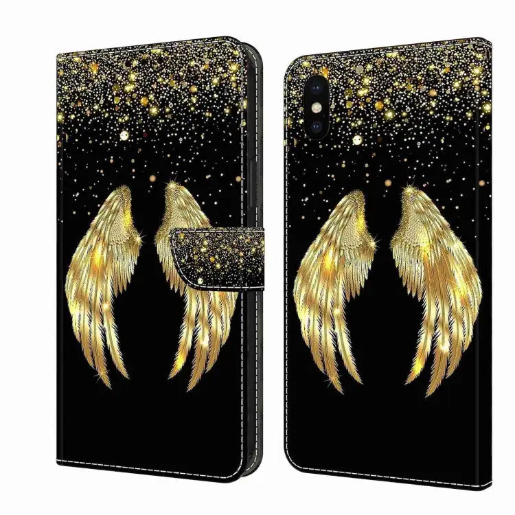 Crystal 3D Shockproof Protective Leather Phone Case For iPhone X / XS - For iPhone X / XS / Golden Wings