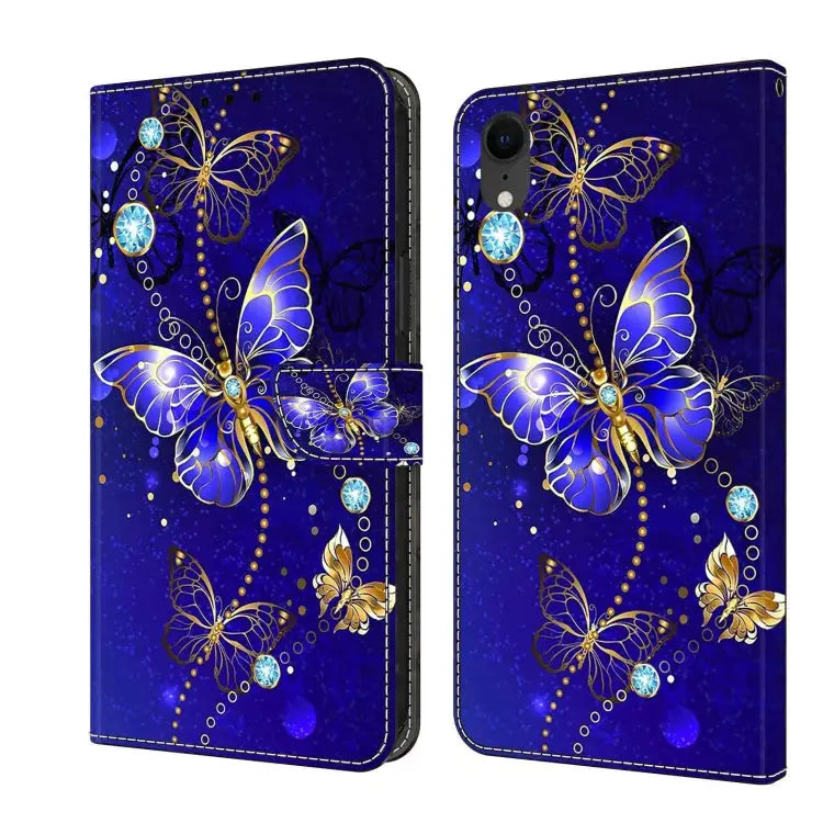 Crystal 3D Shockproof Protective Leather Phone Case For iPhone XR - For iPhone XR / Diamond Butterfly