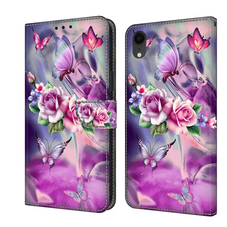 Crystal 3D Shockproof Protective Leather Phone Case For iPhone XR - For iPhone XR / Butterfly
