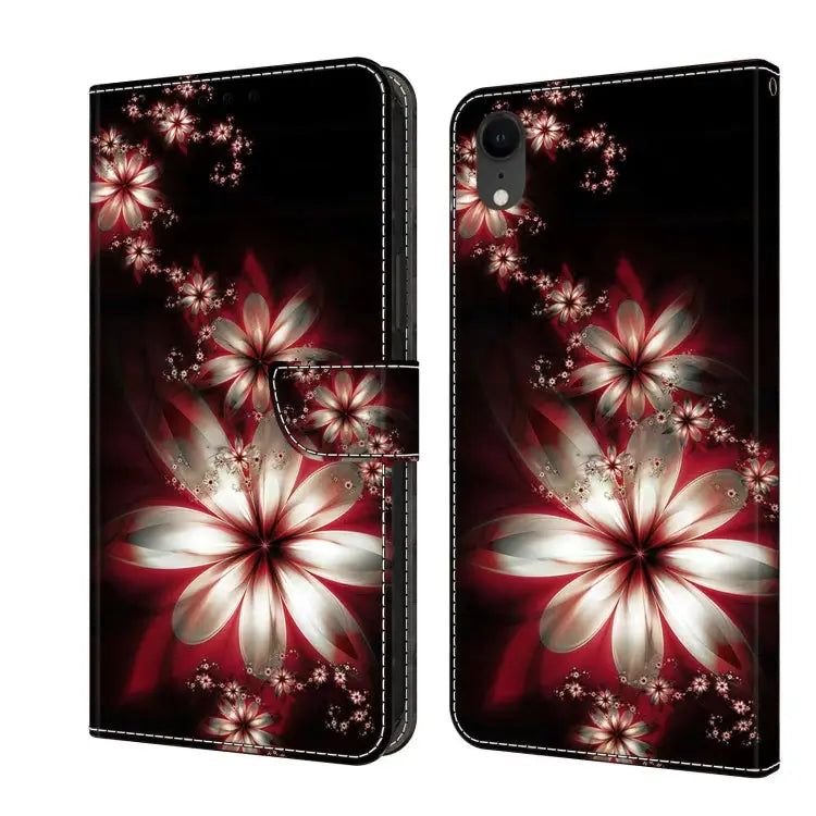 Crystal 3D Shockproof Protective Leather Phone Case For iPhone XR - For iPhone XR / Fantastic Flower