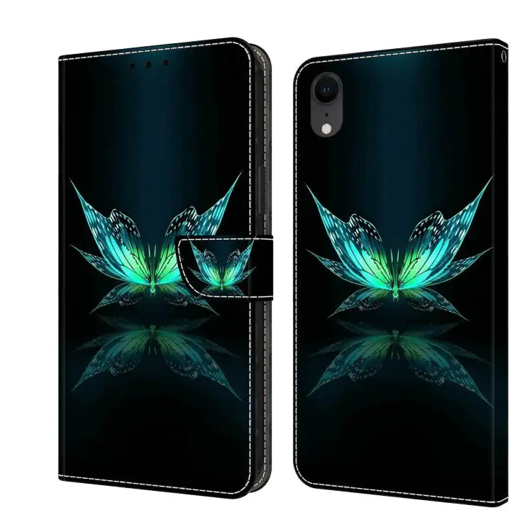 Crystal 3D Shockproof Protective Leather Phone Case For iPhone XR - For iPhone XR / Reflection Dutterfly