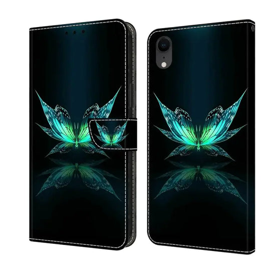 Crystal 3D Shockproof Protective Leather Phone Case For iPhone XR - For iPhone XR / Reflection Dutterfly