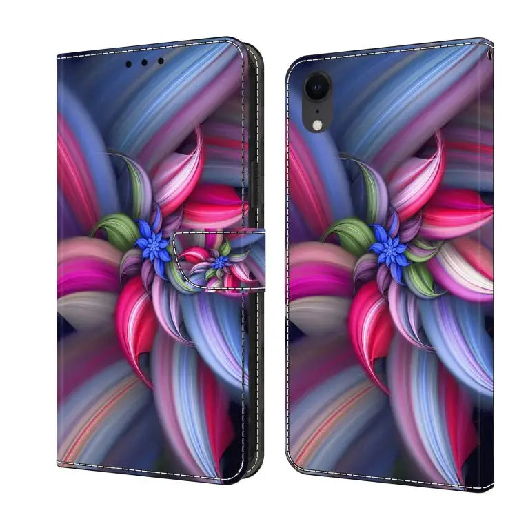 Crystal 3D Shockproof Protective Leather Phone Case For iPhone XR - For iPhone XR / Colorful Flower