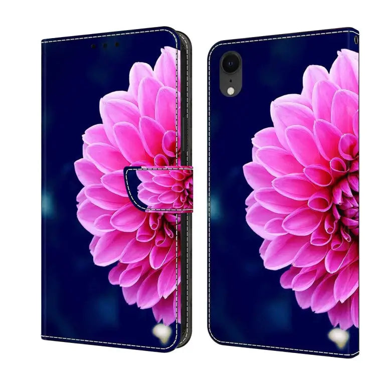 Crystal 3D Shockproof Protective Leather Phone Case For iPhone XR - For iPhone XR / Pink Petals