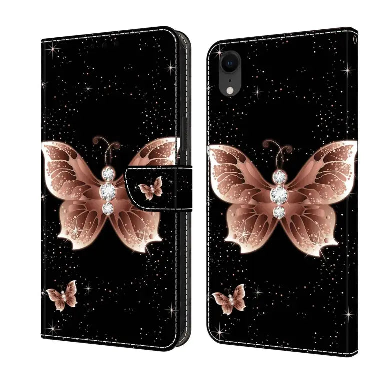 Crystal 3D Shockproof Protective Leather Phone Case For iPhone XR - For iPhone XR / Pink Diamond Butterfly