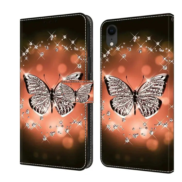 Crystal 3D Shockproof Protective Leather Phone Case For iPhone XR - For iPhone XR / Crystal Butterfly