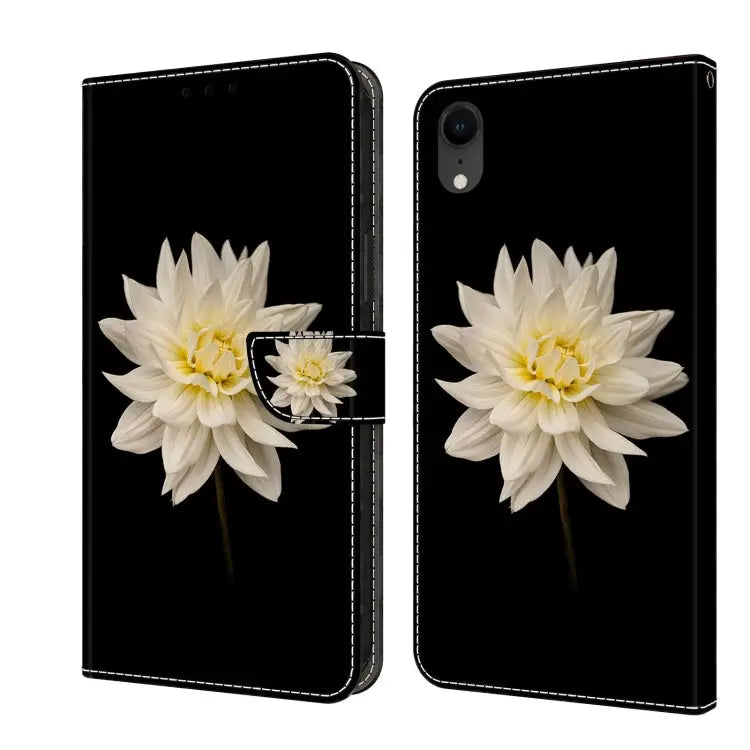 Crystal 3D Shockproof Protective Leather Phone Case For iPhone XR - For iPhone XR / White Flower