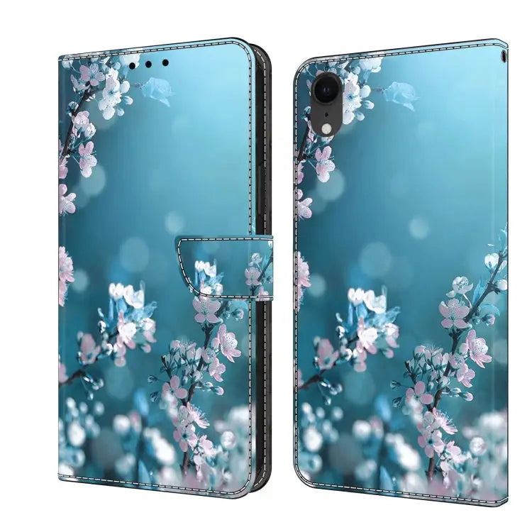 Crystal 3D Shockproof Protective Leather Phone Case For iPhone XR - For iPhone XR / Plum Flower