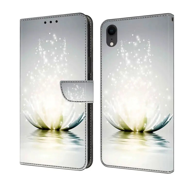 Crystal 3D Shockproof Protective Leather Phone Case For iPhone XR - For iPhone XR / Light Lotus