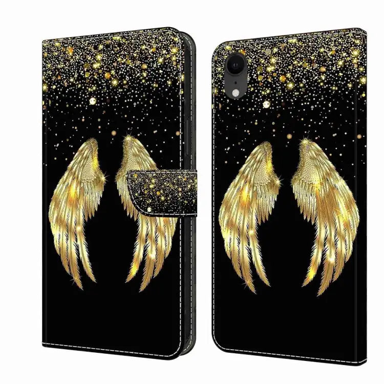 Crystal 3D Shockproof Protective Leather Phone Case For iPhone XR - For iPhone XR / Golden Wings