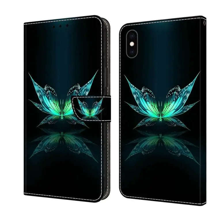 Crystal 3D Shockproof Protective Leather Phone Case For iPhone XS Max - For iPhone XS Max / Reflection Dutterfly