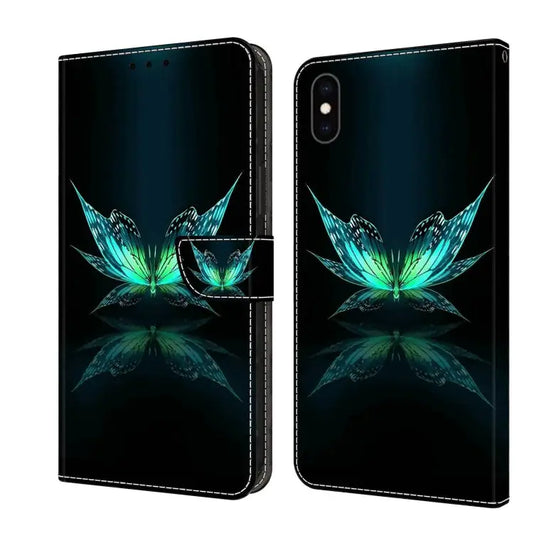 Crystal 3D Shockproof Protective Leather Phone Case For iPhone XS Max - For iPhone XS Max / Reflection Dutterfly