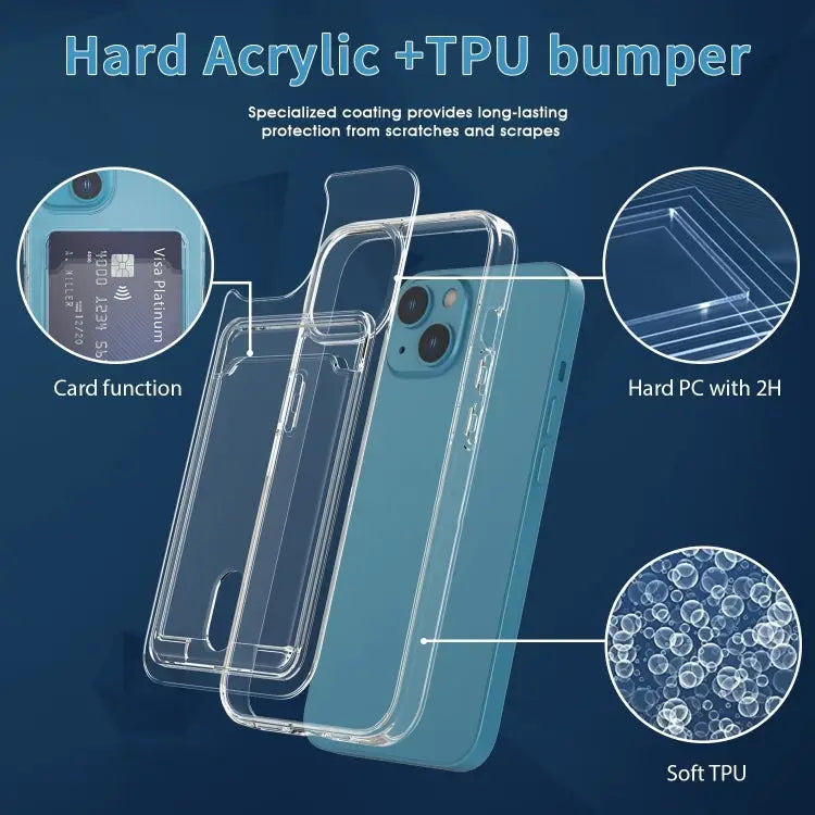 Crystal Card Slot PC + TPU Phone Case For iPhone 14 For iPhone 14 Plus For iPhone 14 Pro For iPhone 14 Pro Max - Apple