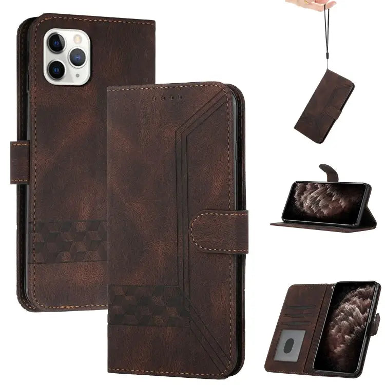Cubic Skin Feel Flip Leather Phone Case For iPhone 11 Pro For iPhone 11 Pro Max For iPhone X / XS For iPhone XR